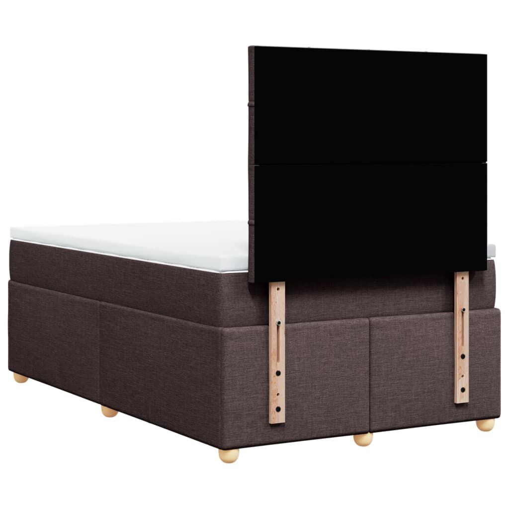 vidaXL Κρεβάτι Boxspring με Στρώμα Σκούρο Καφέ 120x190 εκ Υφασμάτινο