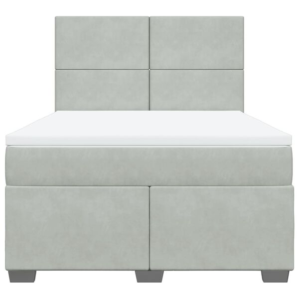 vidaXL Κρεβάτι Boxspring με Στρώμα Ανοιχτό Γκρι 140x190 εκ. Βελούδινο
