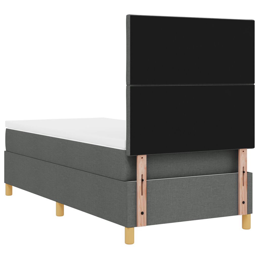 vidaXL Κρεβάτι Box Spring με Στρώμα Σκούρο Γκρι 100x200 εκ. Ύφασμα