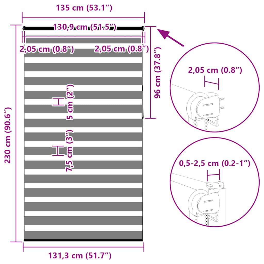 vidaXL Ζέβρα τυφλή Μαύρο Πλάτος υφάσματος 130,9 εκ. Πολυεστέρας