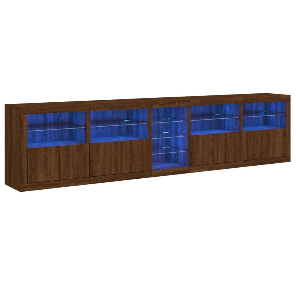 vidaXL Μπουφές με LED Καφέ Δρυς 283 x 37 x 67 εκ.