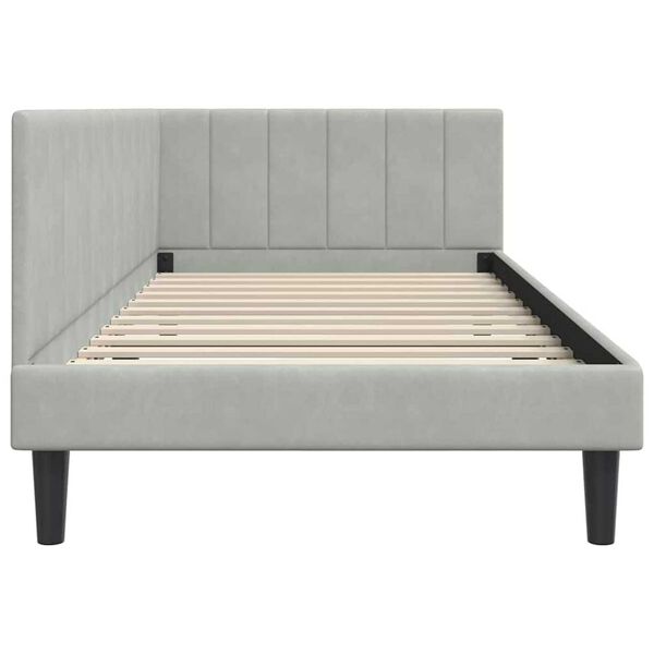 vidaXL Κρεβάτι Γωνίας με κεφαλάρι Ανοιχτό γκρι 90 x 190 cm Βελούδο