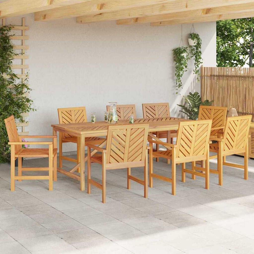vidaXL Σέτ φαγητού για κήπο 9 pcs Καφέ 200 x 90 x 74 cm