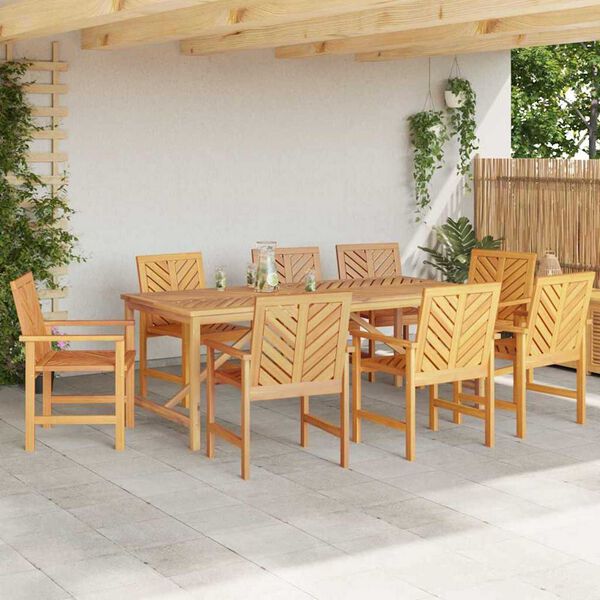 vidaXL Σέτ φαγητού για κήπο 9 pcs Καφέ 200 x 90 x 74 cm