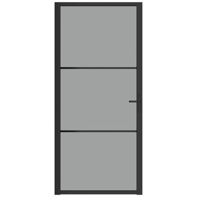 vidaXL Εσωτερική Πόρτα 93x201,5 εκ. Μαύρη ESG Γυαλί και Αλουμίνιο