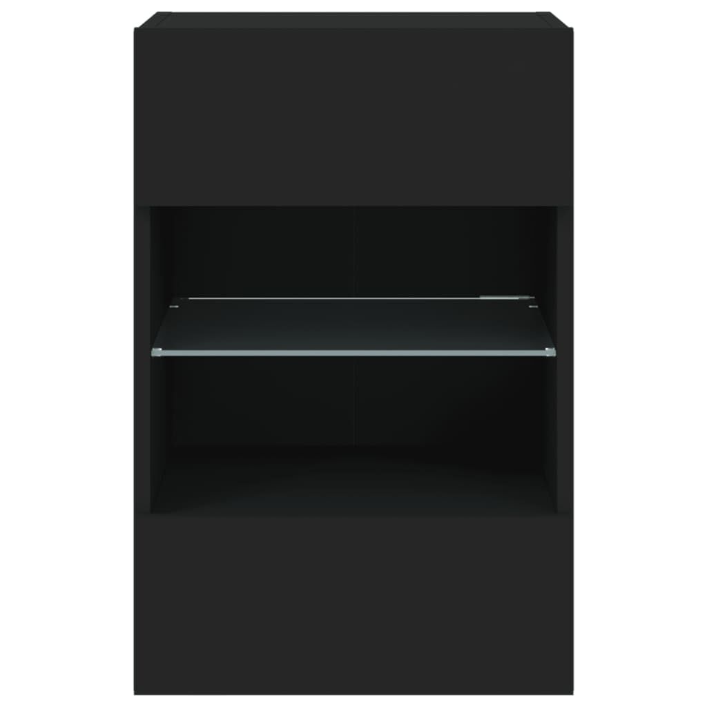 vidaXL Έπιπλα Τοίχου Τηλεόρασης με LED 2 Τεμ. Μαύρα 40x30x60,5 εκ.