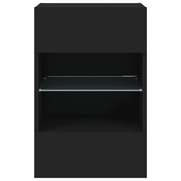 vidaXL Έπιπλα Τοίχου Τηλεόρασης με LED 2 Τεμ. Μαύρα 40x30x60,5 εκ.