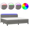 vidaXL Κρεβάτι Boxspring με Στρώμα & LED Σκ.Γκρι 200x200εκ. Υφασμάτινο