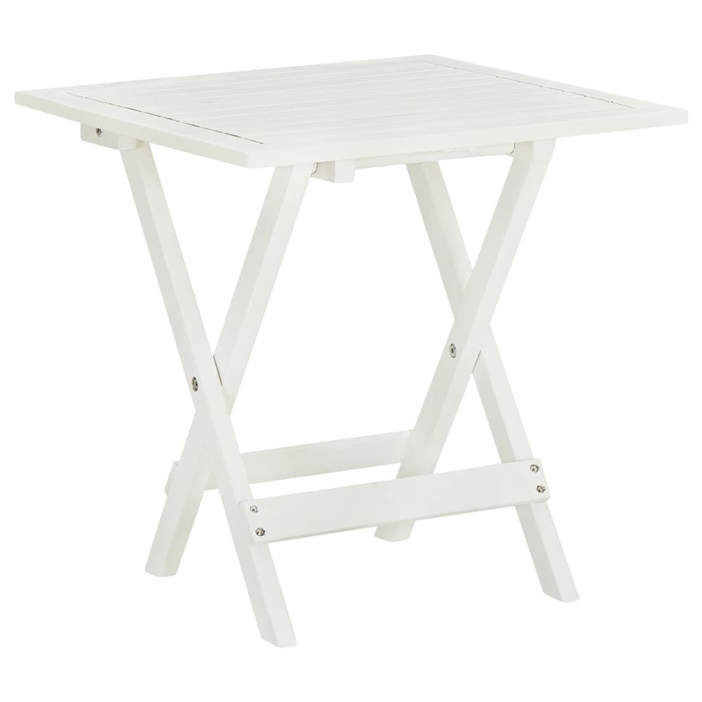 vidaXL Τραπέζι Bistro Λευκό 46 x 46 x 47 εκ. από Μασίφ Ξύλο Ακακίας