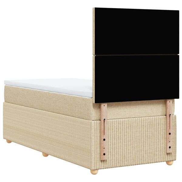 vidaXL Κρεβάτι Boxspring με Στρώμα Κρεμ 100 x 200 εκ. Υφασμάτινο