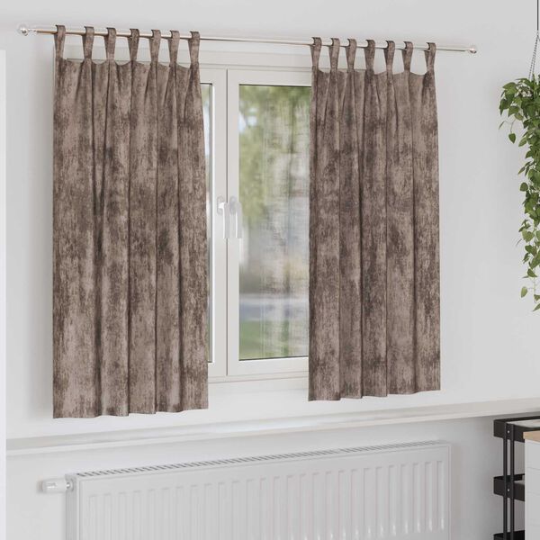 vidaXL Κουρτίνα με κουρτίνες 2 pcs Καπουτσίνο 175 x 140 εκ. Βελούδο