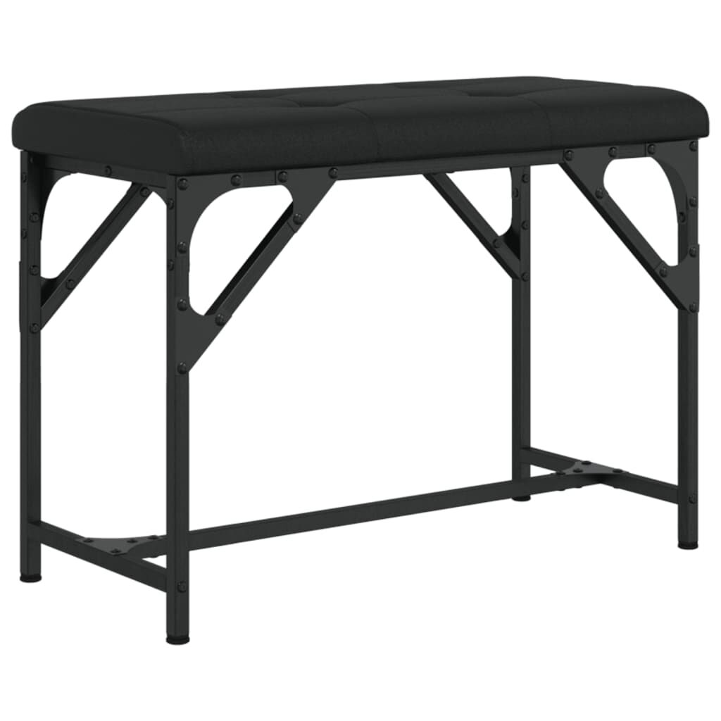 vidaXL Πάγκος Τραπεζαρίας Μαύρος 62x32x45 εκ. Ατσάλι / Συνθετικό Δέρμα