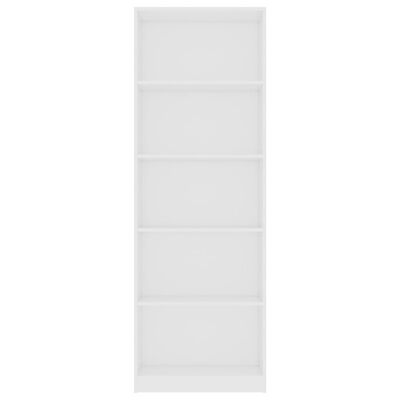 vidaXL Βιβλιοθήκη με 5 Ράφια Λευκή 60 x 24 x 175 εκ. από Μοριοσανίδα