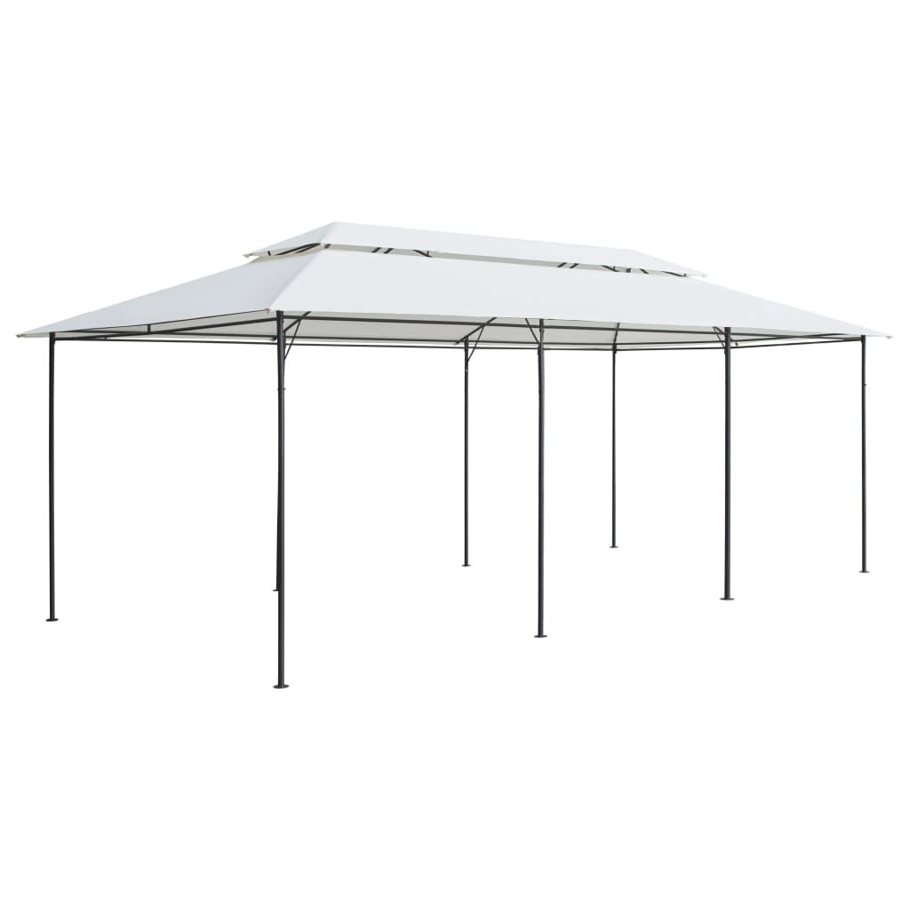 vidaXL Κιόσκι με Κουρτίνες Λευκό 600 x 298 x 270 εκ. 180 γρ./μ²