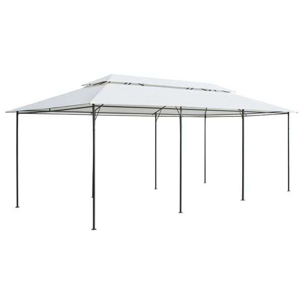 vidaXL Κιόσκι με Κουρτίνες Λευκό 600 x 298 x 270 εκ. 180 γρ./μ²