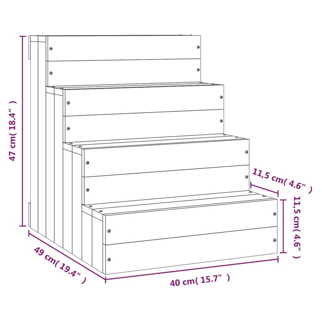 vidaXL Σκάλα Κατοικίδιου Μελί Καφέ 40x49x47 εκ. από Μασίφ Ξύλο Πεύκου