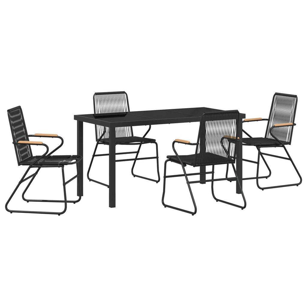 vidaXL Σέτ φαγητού για κήπο 5 pcs Μαύρο PVC ρατάν