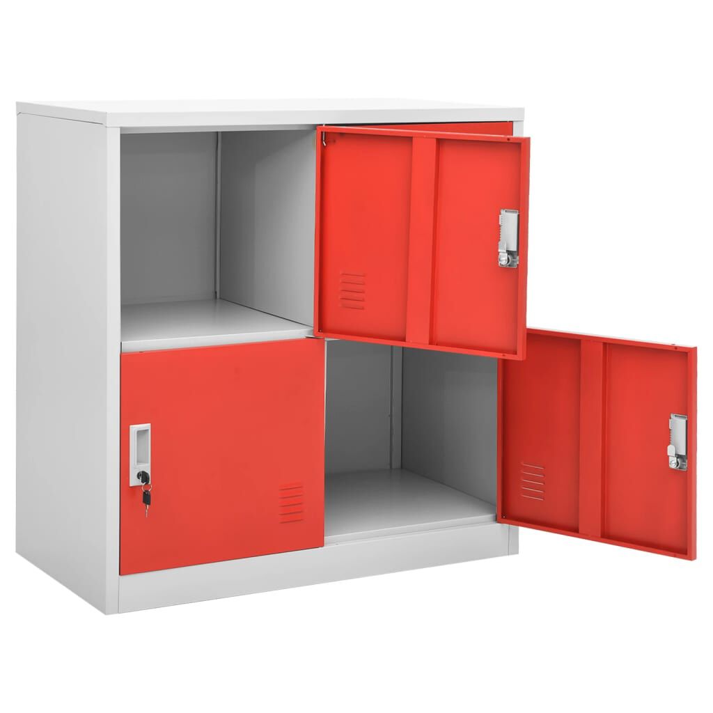 vidaXL Φοριαμοί 2 τεμ. Ανοιχτό Γκρι/Κόκκινο 90x45x92,5 εκ. Ατσάλινοι