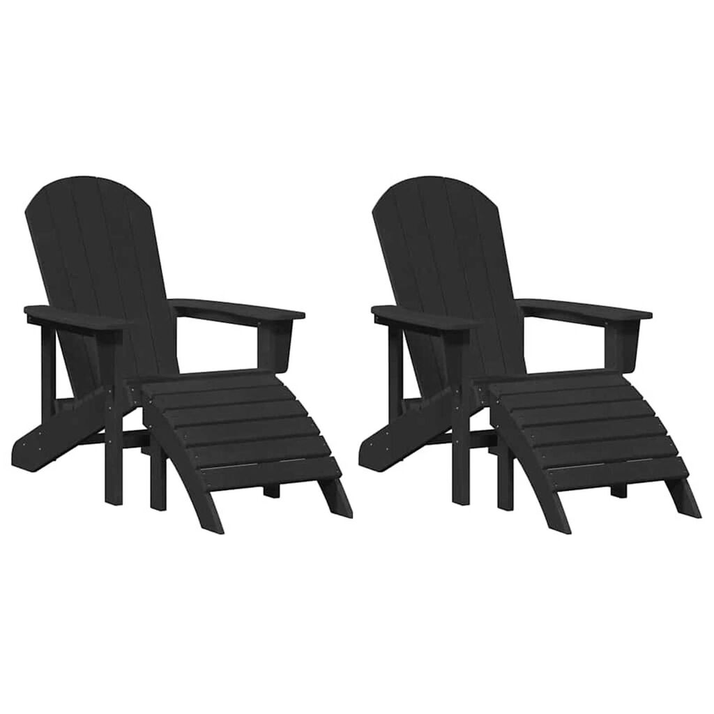 vidaXL Έπιπλα Χαλάρωσης Κήπου 2 pcs Μαύρο 74 x 82 x 90cm Πλαστικό