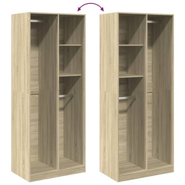 vidaXL Ντουλάπα Χρώμα Sonoma Δρυς 80x50x200 εκ. από Επεξ. Ξύλο