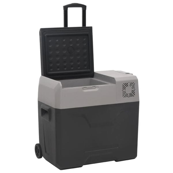 vidaXL Ψυγείο με Ρόδες και Λαβή Μαύρο/Γκρι 50 Λ. από Πολυπροπυλένιο
