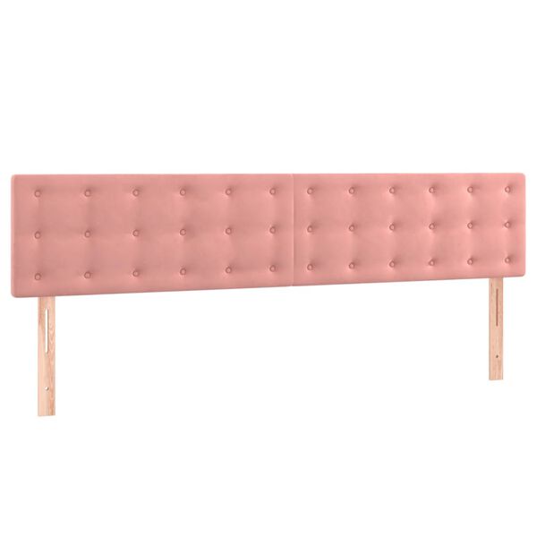 vidaXL Κρεβάτι Boxspring με Στρώμα Ροζ 200x200 εκ. Βελούδινο