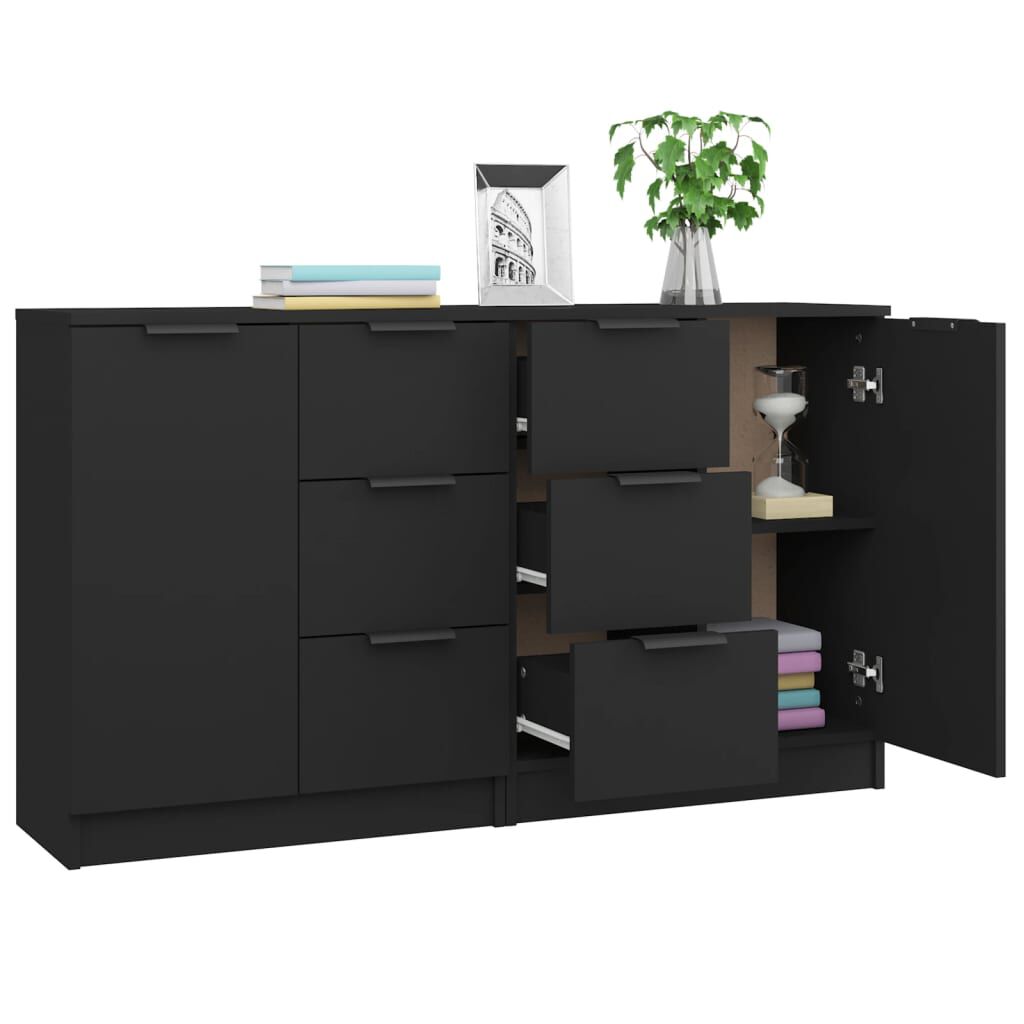 vidaXL Ντουλάπια 2 τεμ. Μαύρα 60x30x70 εκ. Επεξεργασμένο Ξύλο