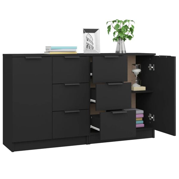 vidaXL Ντουλάπια 2 τεμ. Μαύρα 60x30x70 εκ. Επεξεργασμένο Ξύλο