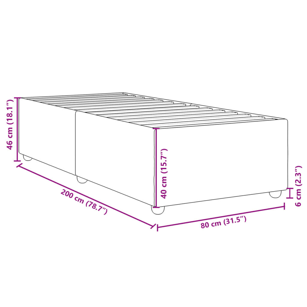 vidaXL Σκελετός Κρεβατιού Χωρίς Στρώμα Μπλε 80x200 εκ. Υφασμάτινο