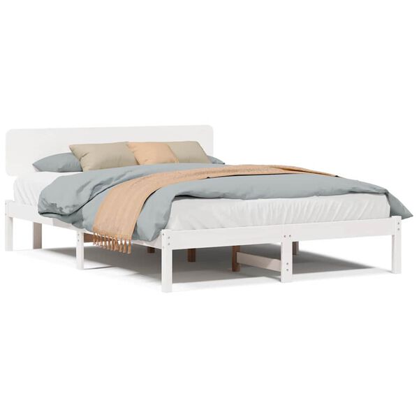 vidaXL Σκελετός Κρεβατιού Λευκό 160 x 200 cm Μασίφ ξύλο πεύκου