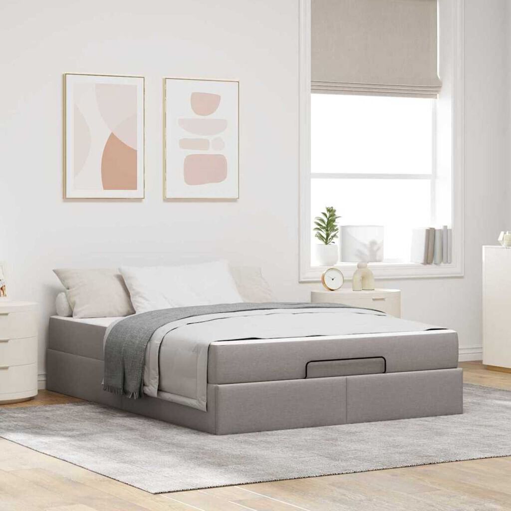 vidaXL Σκελετός Κρεβατιού με αποθήκευση Taupe 160 x 200 cm ύφασμα