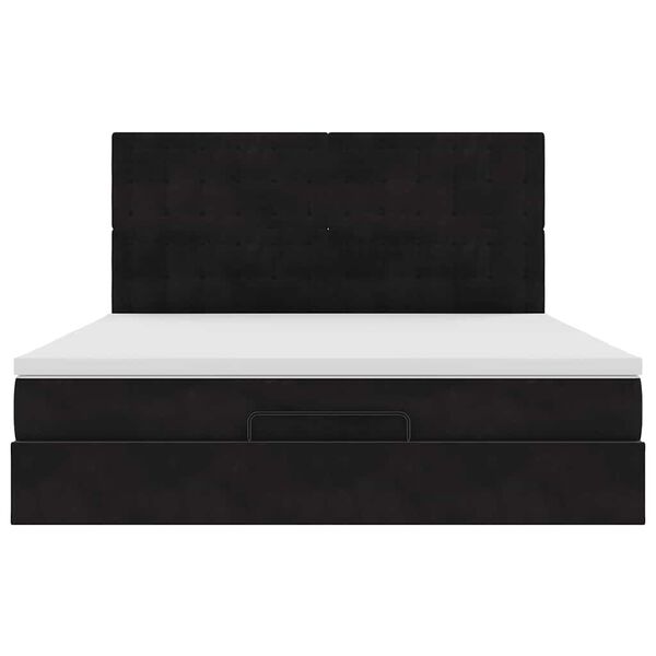 vidaXL Οθωμανικό κρεβάτι με στρώματα Μαύρο 180x200cm Velvet