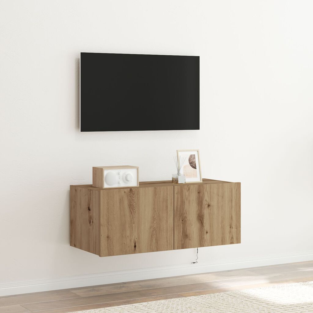 vidaXL Ντουλάπα TV με Φώτα LED Artisan Oak 80x35x31 εκ.