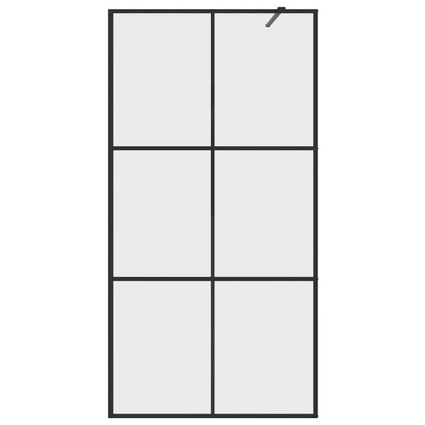 vidaXL Διαχωριστικό Ντουζιέρας Μαύρο 100 x 195 εκ. Διαφανές Γυαλί ESG