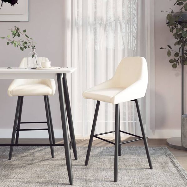 vidaXL Σκαμπό Μπαρ 2 τεμ. Κρεμ Βελούδινα