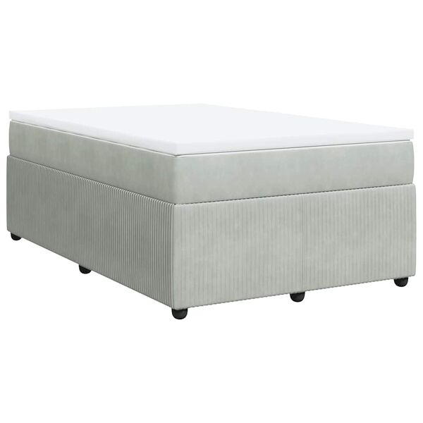 vidaXL Κρεβάτι Boxspring με Στρώμα Ανοιχτό Γκρι 120x190 εκ. Βελούδινο
