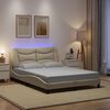 vidaXL Πλαίσιο κρεβατιού με LED χωρίς στρώμα Κρέμα 140x190 cm Ύφασμα