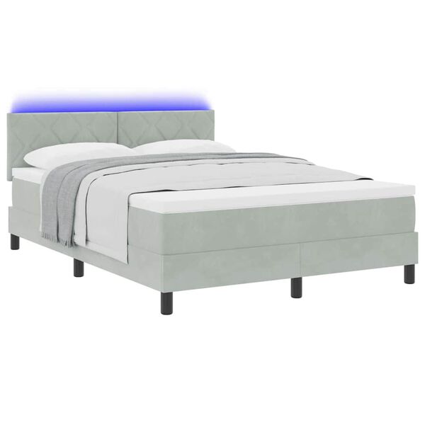 vidaXL Κρεβάτι με ελατήρια Ανοιχτό γκρι 160 x 200 cm Βελούδο
