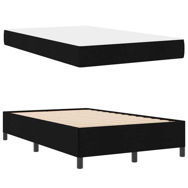 vidaXL Κρεβάτι με ελατήρια Μαύρο και Μαύρο 120 x 190 cm
