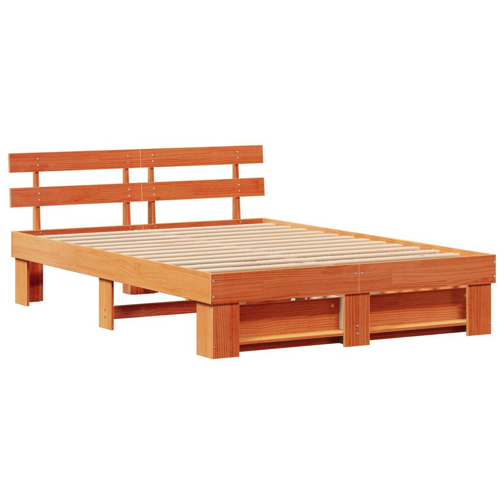 vidaXL Σκελετός Κρεβατιού Καφέ κεριού 150 x 200 cm Στερεό Ξύλο