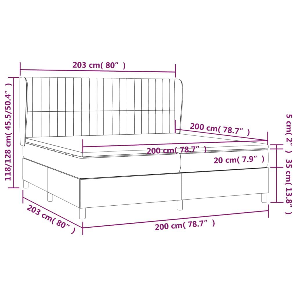 vidaXL Κρεβάτι Boxspring με Στρώμα Taupe 200x200 εκ. Υφασμάτινο