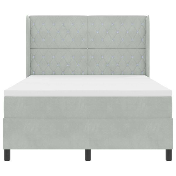vidaXL Κρεβάτι Box Spring LED με Στρώμα Ανοιχτό γκρι 140 x 200 cm
