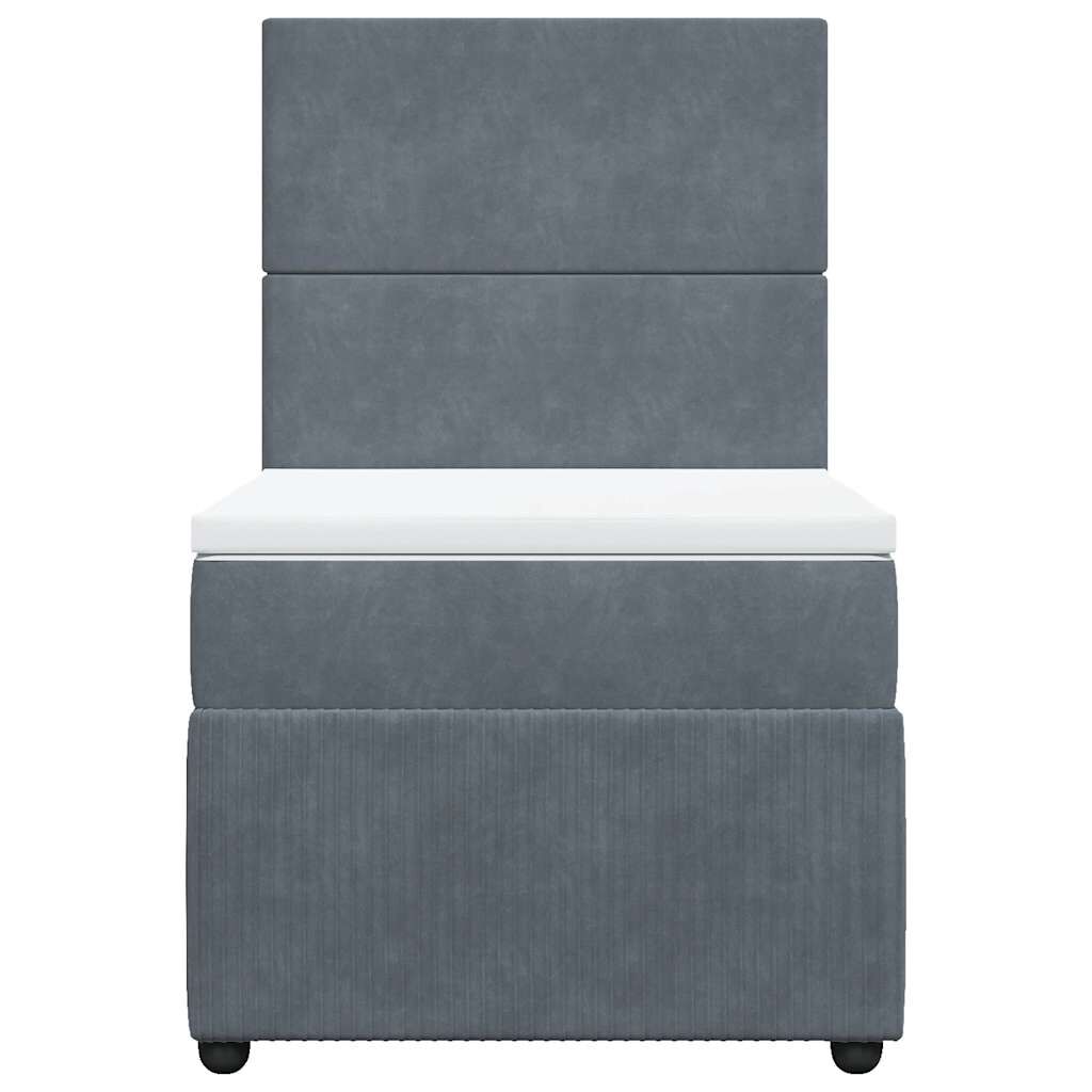 vidaXL Κρεβάτι Boxspring με Στρώμα Σκούρο Γκρι 90x190 εκ. Βελούδινο