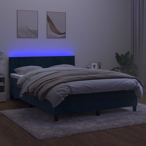 vidaXL &Kappa;&rho;&epsilon;&beta;ά&tau;&iota; Boxspring &mu;&epsilon; &Sigma;&tau;&rho;ώ&mu;&alpha; & LED &Sigma;&kappa;. &Mu;&pi;&lambda;&epsilon; 140x190&epsilon;&kappa;. &Beta;&epsilon;&lambda;&omicron;ύ&delta;&iota;&nu;&omicron;