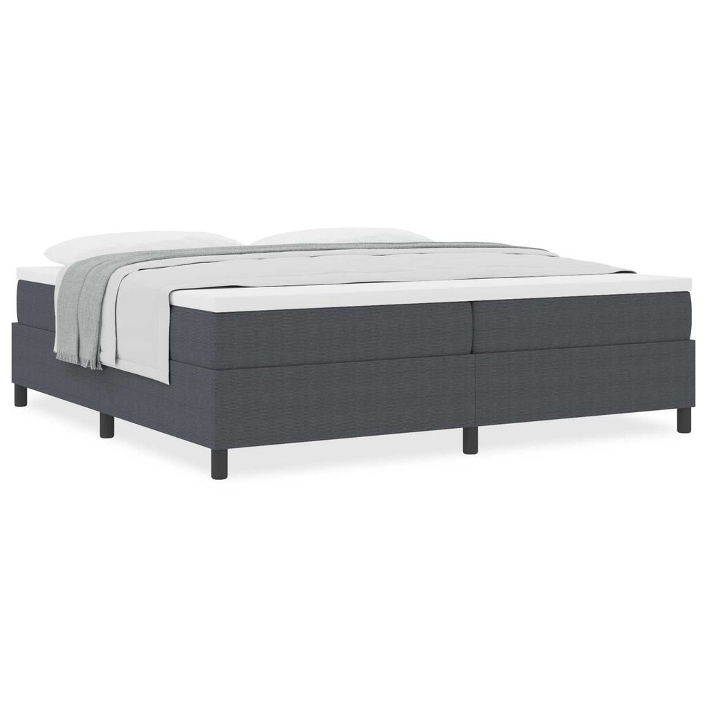 vidaXL Κρεβάτι Box Spring με Στρώμα σε Σκούρο Γκρι, 200 x 200 εκ, Ύφασμα Κορντούρας.