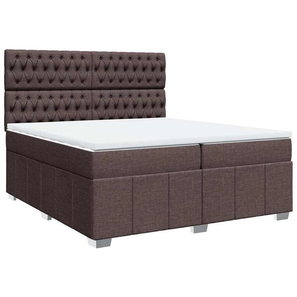 vidaXL Κρεβάτι Boxspring με Στρώμα Σκούρο Καφέ 200x200 εκ. Υφασμάτινο