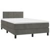 vidaXL Κρεβάτι Boxspring με Στρώμα & LED Σκ. Γκρι 120x200εκ. Βελούδινο