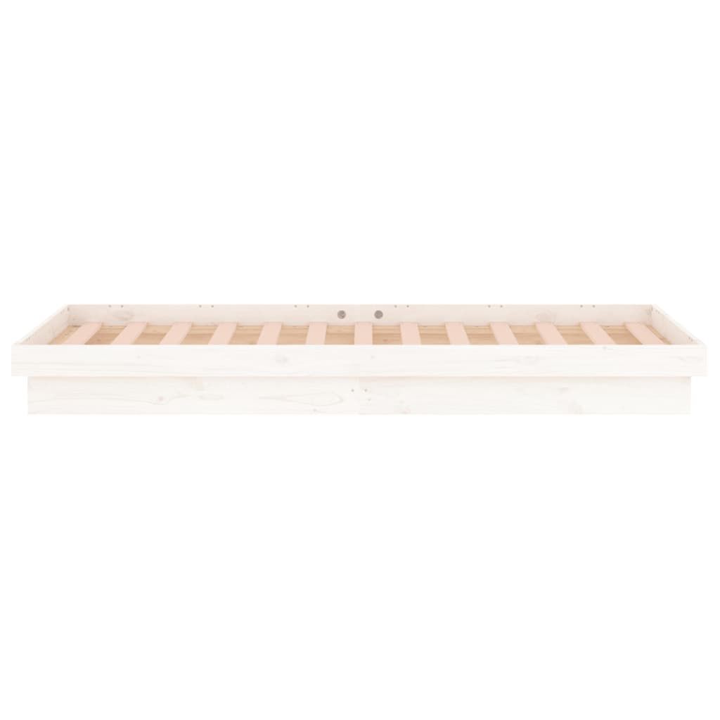vidaXL Πλαίσιο Κρεβατιού με LED Λευκό 100 x 200 εκ. από Μασίφ Ξύλο