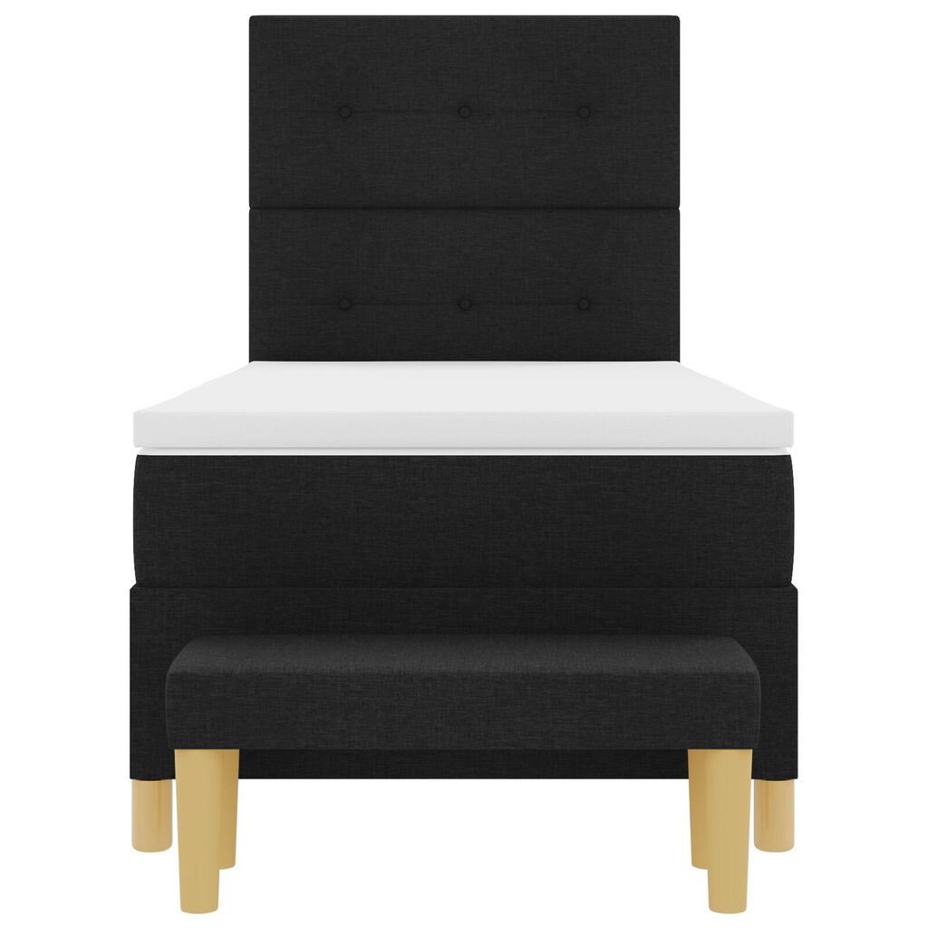 vidaXL Κρεβάτι Box Spring με Στρώμα & Πάγκο Μαύρο 80x200 cm Ύφασμα