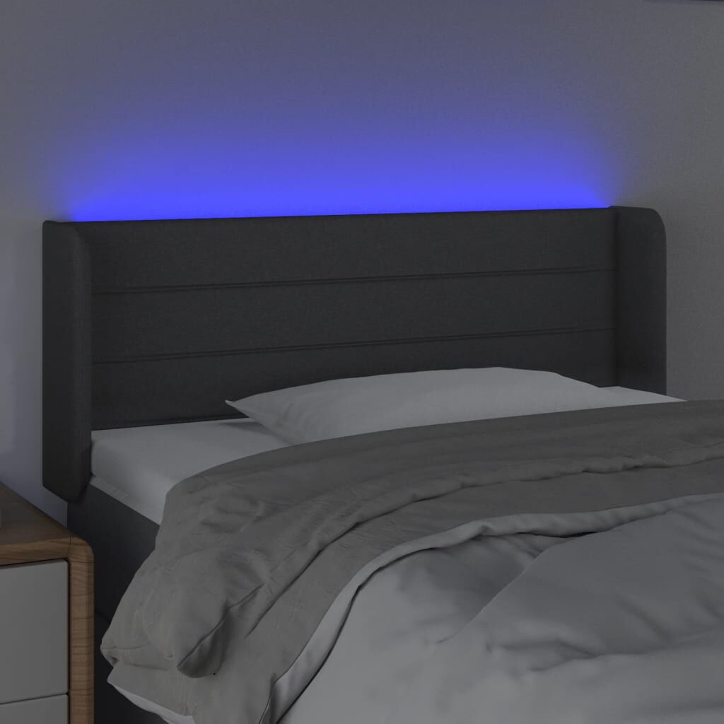 vidaXL Κεφαλάρι Κρεβατιού LED Σκούρο Γκρι 83x16x78/88 εκ. Υφασμάτινο